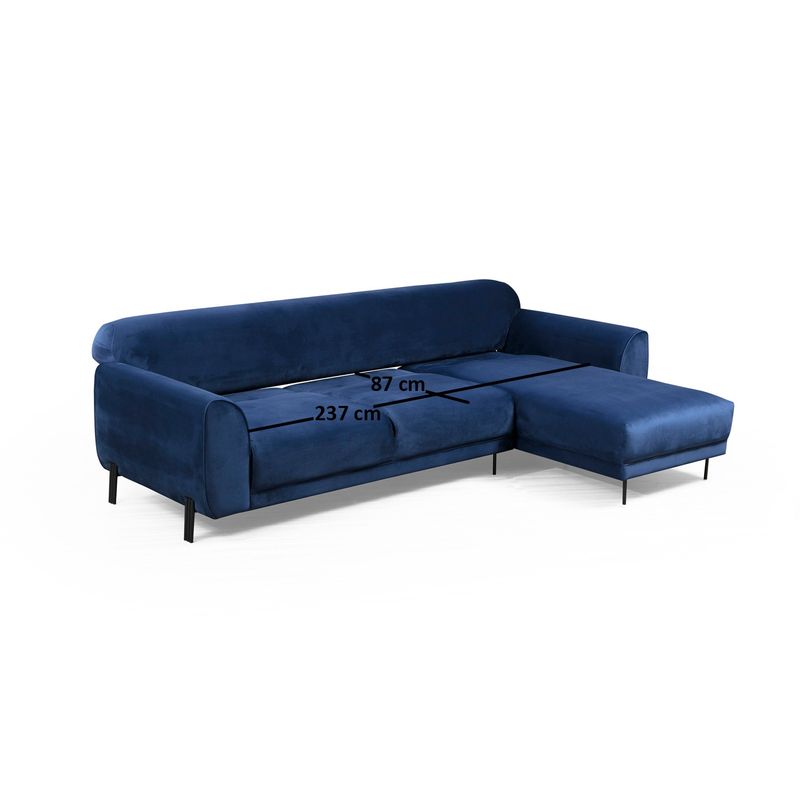 Casa si Gradina - Mobilier - Canapele si coltare - Coltare - Coltar extensibil, Hanah Home, lemn fag si panouri aglomerate, albastru marin, 287x169x96 cm - Infinity.ro