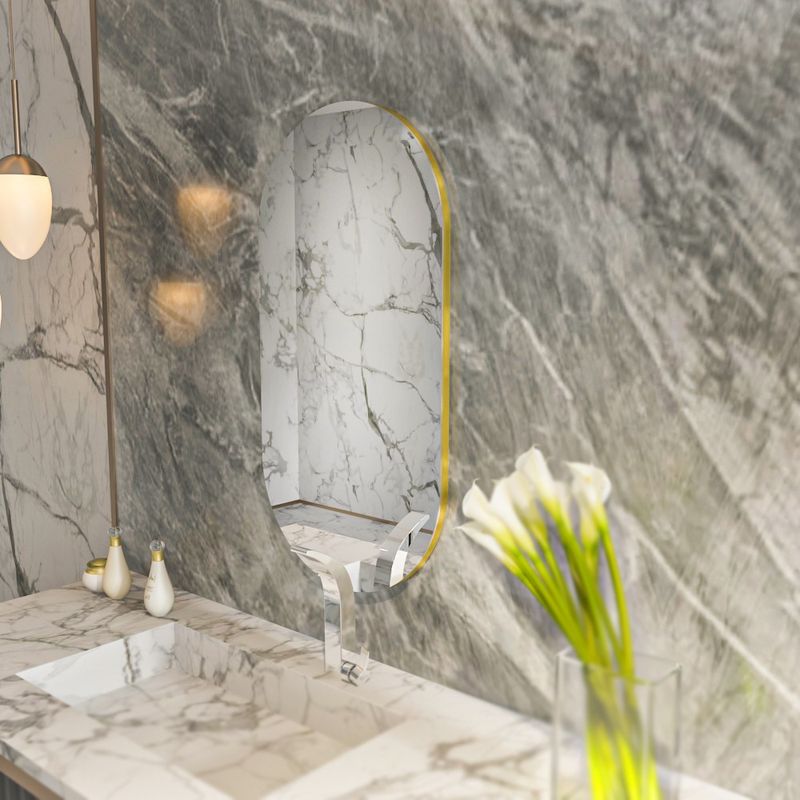 Casa si Gradina - Mobilier - Mobilier baie - Oglinzi baie - Oglinda baie, Hanah Home, mdf, transparent auriu, 45x85x2.2 cm - Infinity.ro