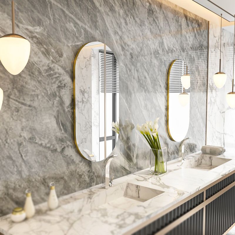 Casa si Gradina - Mobilier - Mobilier baie - Oglinzi baie - Oglinda baie, Hanah Home, mdf, transparent auriu, 45x85x2.2 cm - Infinity.ro