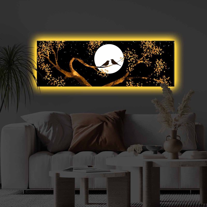 Casa si Gradina - Electrice - Tablouri electrice si accesorii - Tablou canvas cu led, Wallxpert, multicolor, 30x90 cm, panza poliester, rama lemn - Infinity.ro