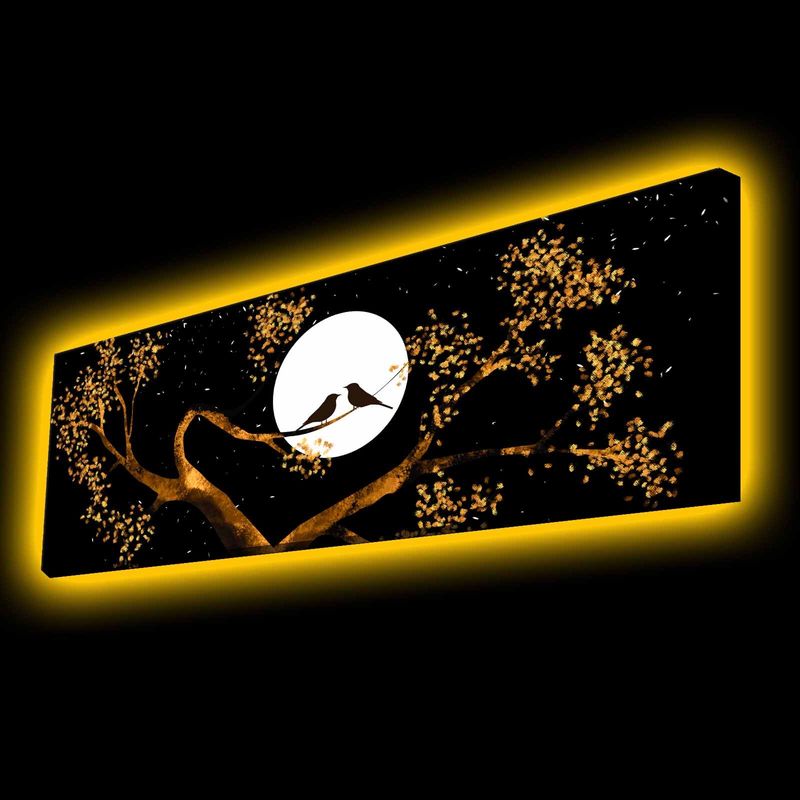 Casa si Gradina - Electrice - Tablouri electrice si accesorii - Tablou canvas cu led, Wallxpert, multicolor, 30x90 cm, panza poliester, rama lemn - Infinity.ro