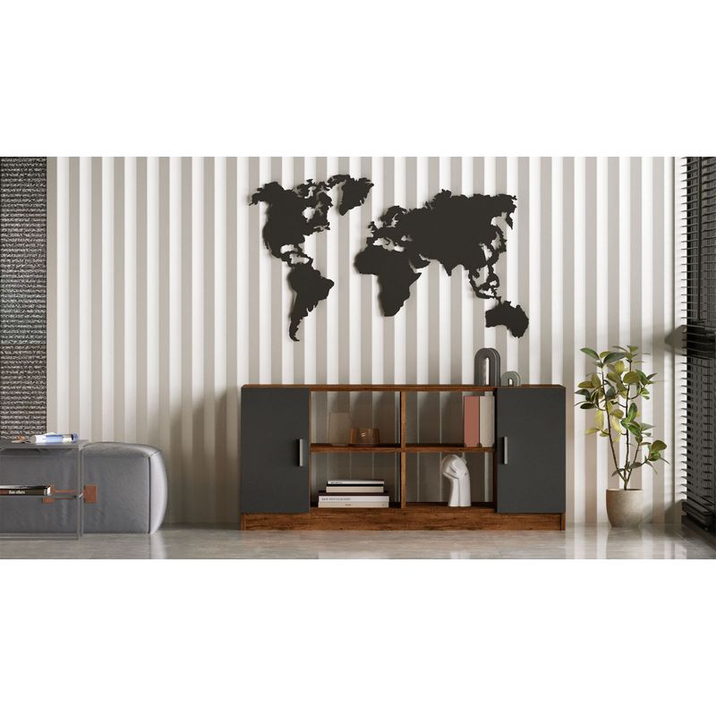 Casa si Gradina - Mobilier - Comode si corpuri - Console - Consola, Hanah Home, panou aglomerat cu melamina, nuc si antracit, 139.8x46.3x61.8 cm - Infinity.ro