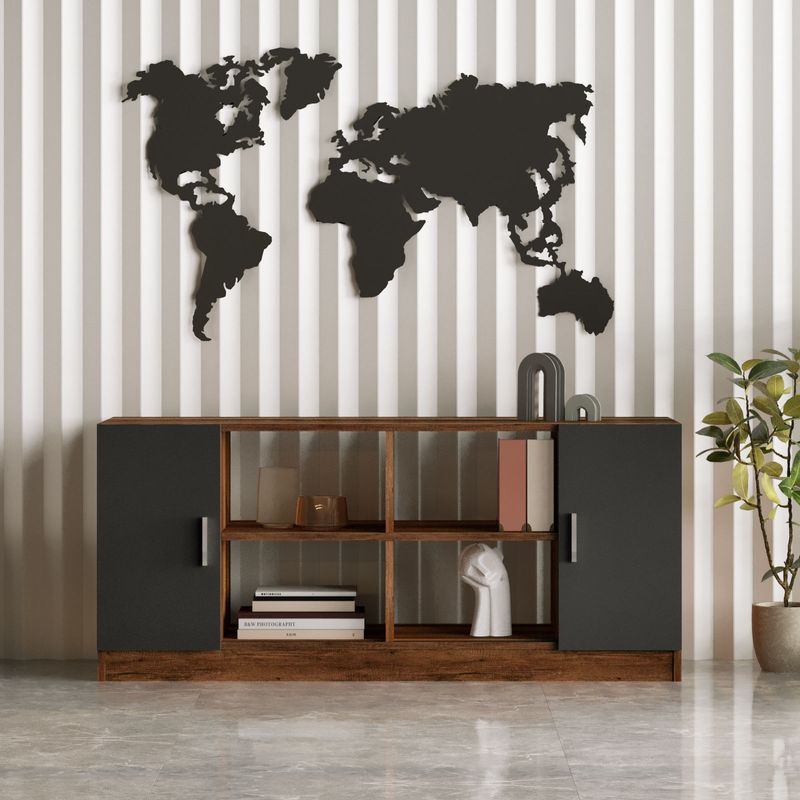 Casa si Gradina - Mobilier - Comode si corpuri - Console - Consola, Hanah Home, panou aglomerat cu melamina, nuc si antracit, 139.8x46.3x61.8 cm - Infinity.ro