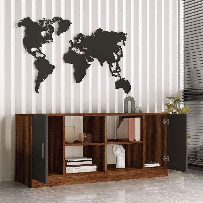 Casa si Gradina - Mobilier - Comode si corpuri - Console - Consola, Hanah Home, panou aglomerat cu melamina, nuc si antracit, 139.8x46.3x61.8 cm - Infinity.ro