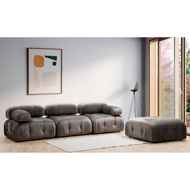 Casa si Gradina - Mobilier - Scaune si fotolii - Fotolii - Fotoliu, Hanah Home, lemn de fag si pal, gri, 95x95x75 cm - Infinity.ro