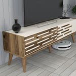 Casa si Gradina - Mobilier - Comode si corpuri - Comode - Comoda tv, Hanah Home, pal melaminat, nuc si crem, 140x35x45 cm - Infinity.ro
