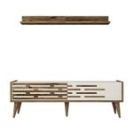 Casa si Gradina - Mobilier - Comode si corpuri - Comode - Comoda tv, Hanah Home, pal melaminat, nuc si crem, 140x35x45 cm - Infinity.ro