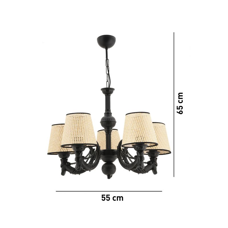 Casa si Gradina - Corpuri si surse de iluminat - Lustre si pendule - Candelabru, Opviq, metal, negru si natural, 55 cm diametru, 65 cm inaltime - Infinity.ro