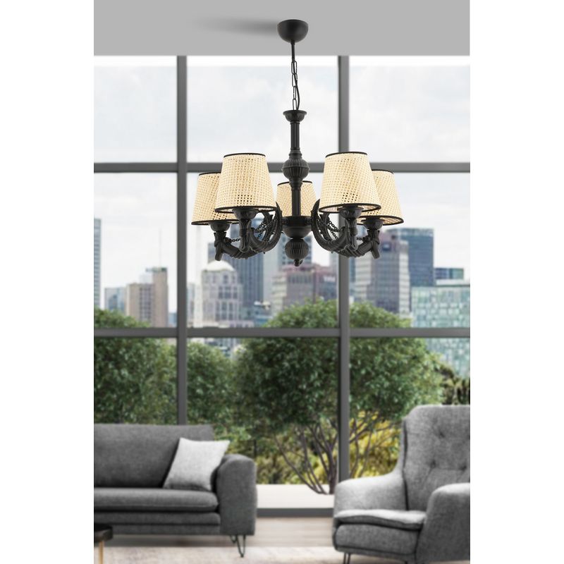 Casa si Gradina - Corpuri si surse de iluminat - Lustre si pendule - Candelabru, Opviq, metal, negru si natural, 55 cm diametru, 65 cm inaltime - Infinity.ro