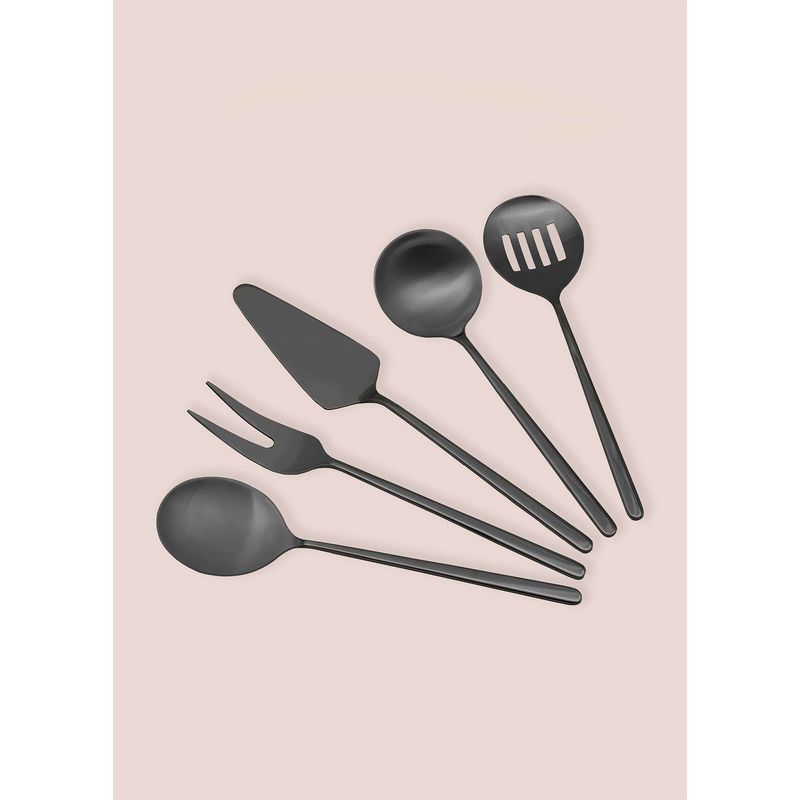 Casa si Gradina - Bucatarie si vesela - Ustensile bucatarie - Seturi ustensile de bucatarie - Set de servire 5 piese, Hermia, otel inoxidabil, negru - Infinity.ro