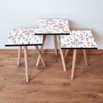 Casa si Gradina - Mobilier - Mese si birouri - Masute de cafea - Set masute cuib, Hanah Home, mdf, alb/albastru marin/portocaliu, 35x35x52 cm - Infinity.ro