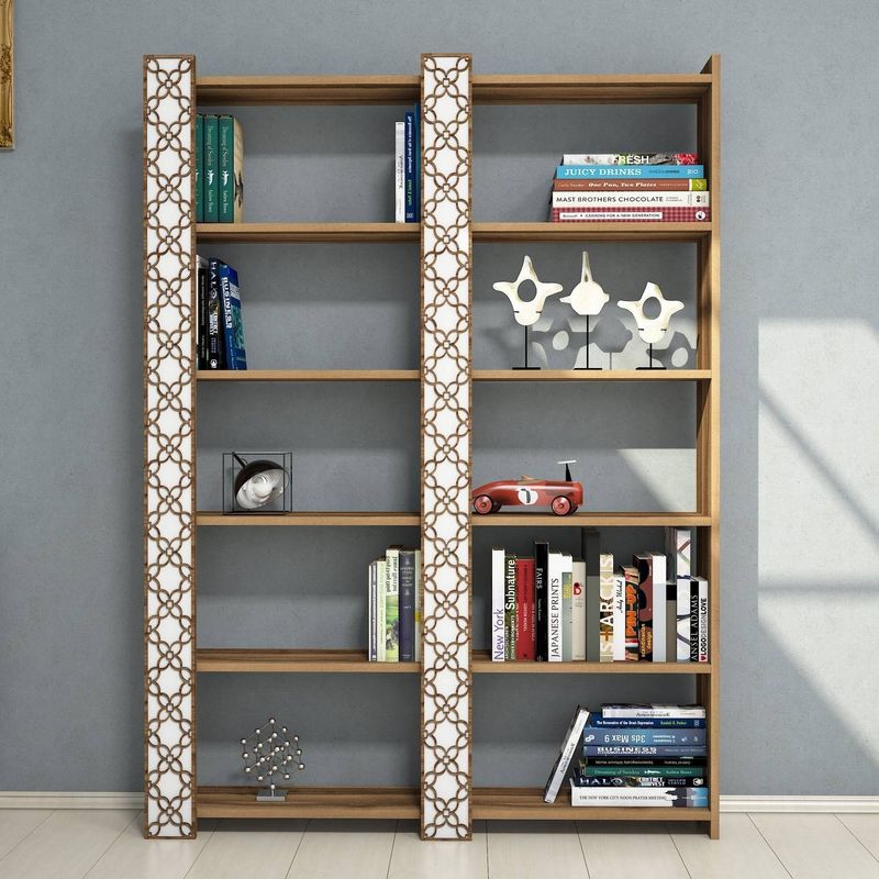 Casa si Gradina - Mobilier - Biblioteci si rafturi - Biblioteci - Biblioteca, Hanah Home, pal melaminat, nuc si alb, 124.6x24.2x170 cm - Infinity.ro
