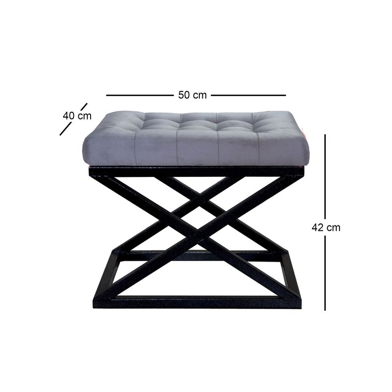 Casa si Gradina - Mobilier - Scaune si fotolii - Tabureti - Taburet, Atelier Del Sofa, metal, poliester, negru, gri, 50x42x40 cm, 383EVN1197 - Infinity.ro