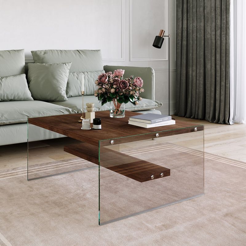 Casa si Gradina - Mobilier - Mese si birouri - Masute de cafea - Masa de cafea, Hanah Home, lemn masiv de pin, nuc, 75x75x40 cm - Infinity.ro