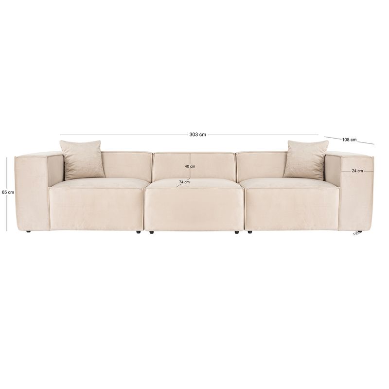 Casa si Gradina - Mobilier - Canapele si coltare - Canapele - Canapea 3 locuri, Hanah Home, in, crem, 303x108x65 cm - Infinity.ro