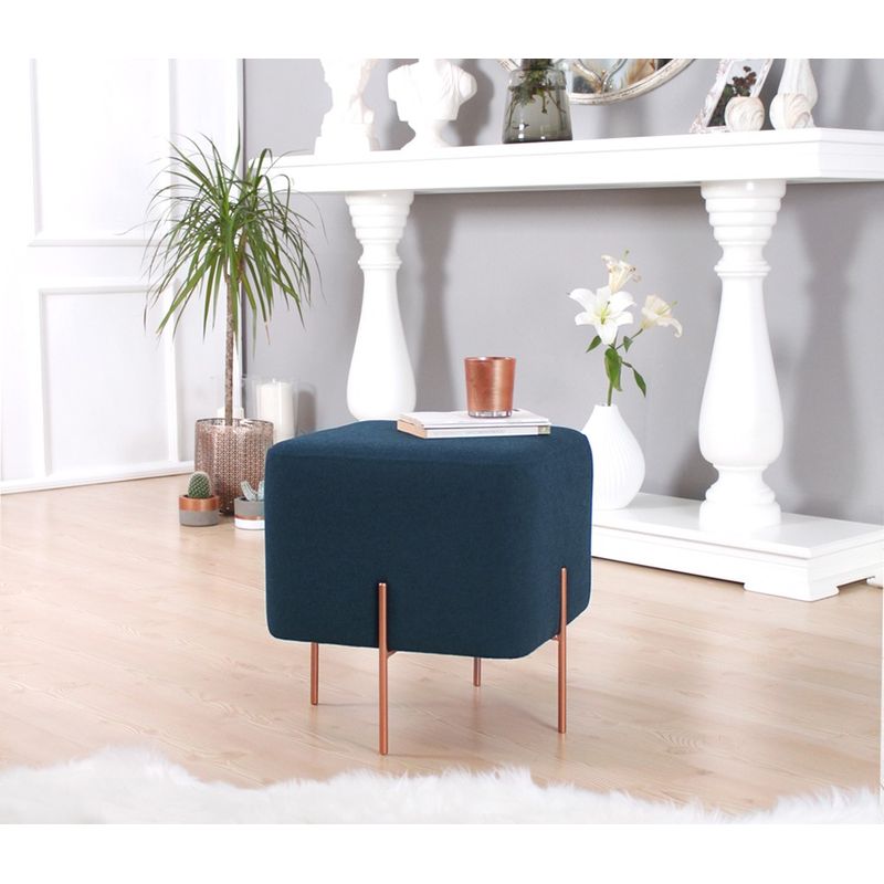 Casa si Gradina - Mobilier - Scaune si fotolii - Tabureti - Taburet, Atelier Del Sofa, bumbac si in, albastru marin, 40x40x42 cm - Infinity.ro
