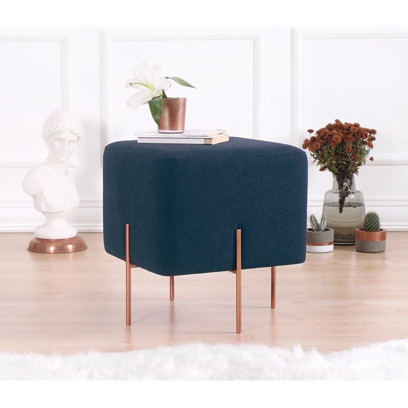 Casa si Gradina - Mobilier - Scaune si fotolii - Tabureti - Taburet, Atelier Del Sofa, bumbac si in, albastru marin, 40x40x42 cm - Infinity.ro