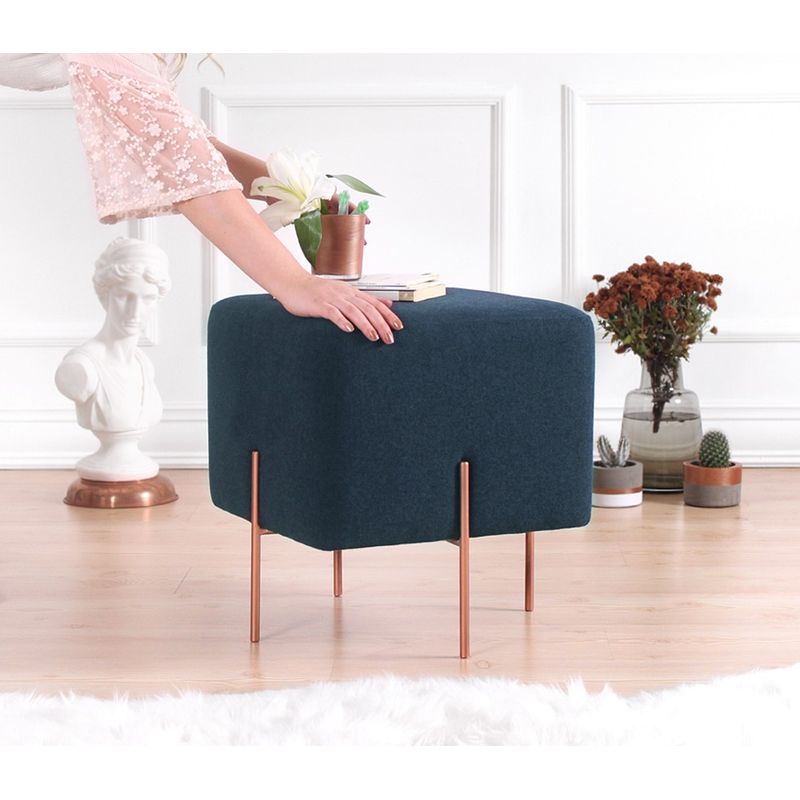 Casa si Gradina - Mobilier - Scaune si fotolii - Tabureti - Taburet, Atelier Del Sofa, bumbac si in, albastru marin, 40x40x42 cm - Infinity.ro