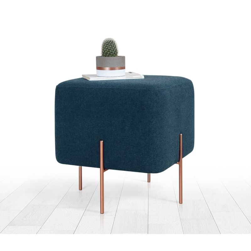 Casa si Gradina - Mobilier - Scaune si fotolii - Tabureti - Taburet, Atelier Del Sofa, bumbac si in, albastru marin, 40x40x42 cm - Infinity.ro