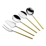 Casa si Gradina - Bucatarie si vesela - Ustensile bucatarie - Seturi ustensile de bucatarie - Set ustensile de servire, Hermia, inox, auriu si argintiu, 5 piese - Infinity.ro