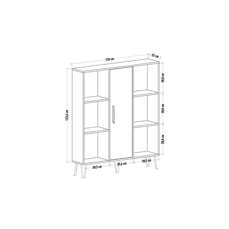 Casa si Gradina - Mobilier - Biblioteci si rafturi - Biblioteci - Biblioteca, Hanah Home, PAL melaminat, stejar, antracit, 120x25x141.6 cm - Infinity.ro