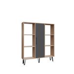 Casa si Gradina - Mobilier - Biblioteci si rafturi - Biblioteci - Biblioteca, Hanah Home, PAL melaminat, stejar, antracit, 120x25x141.6 cm - Infinity.ro