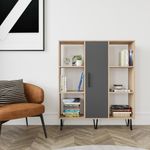 Casa si Gradina - Mobilier - Biblioteci si rafturi - Biblioteci - Biblioteca, Hanah Home, PAL melaminat, stejar, antracit, 120x25x141.6 cm - Infinity.ro