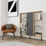 Casa si Gradina - Mobilier - Biblioteci si rafturi - Biblioteci - Biblioteca, Hanah Home, PAL melaminat, stejar, antracit, 120x25x141.6 cm - Infinity.ro