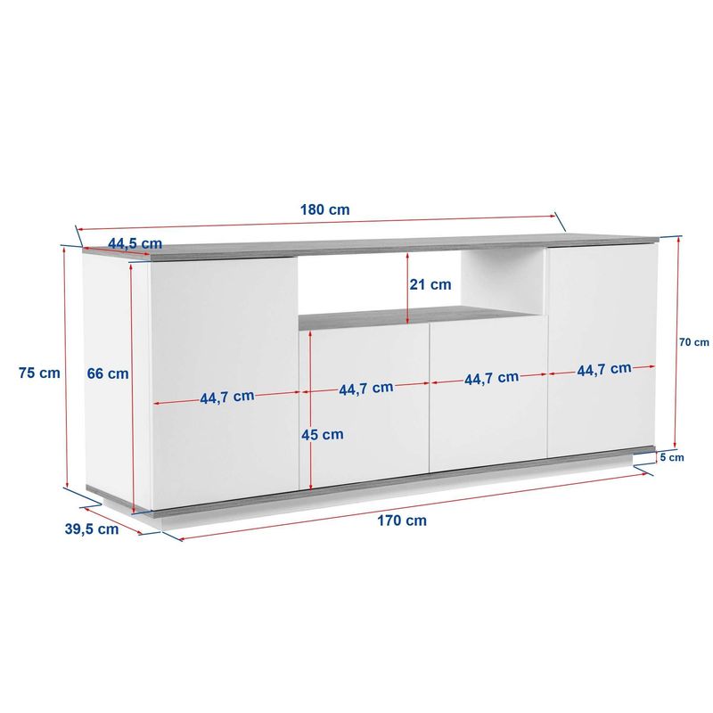 Casa si Gradina - Mobilier - Comode si corpuri - Console - Consola, Hanah Home, panou aglomerat melaminat, mink si travertin, 180x44,5x75 cm - Infinity.ro