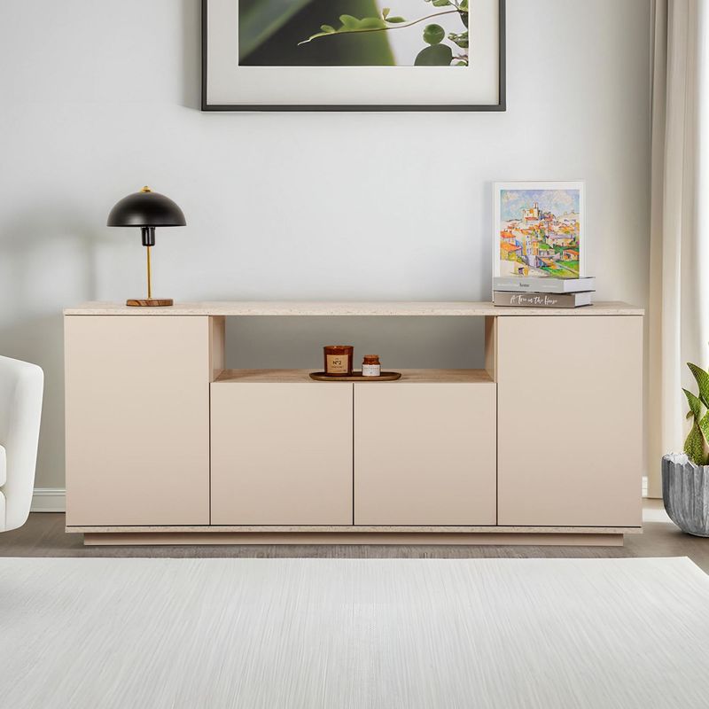 Casa si Gradina - Mobilier - Comode si corpuri - Console - Consola, Hanah Home, panou aglomerat melaminat, mink si travertin, 180x44,5x75 cm - Infinity.ro