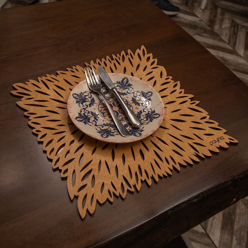 Casa si Gradina - Textile si covoare - Textile bucatarie - Fete de masa - Set covorase de masa, Hermia, lemn, miere, 36x36 cm, 4 bucati, 790PYN1133 - Infinity.ro