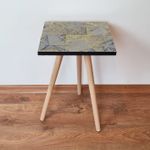 Casa si Gradina - Mobilier - Mese si birouri - Mese living - Masa laterala, Hanah Home, mdf, gri, albastru marin, auriu, maro, 35x35x42 cm - Infinity.ro