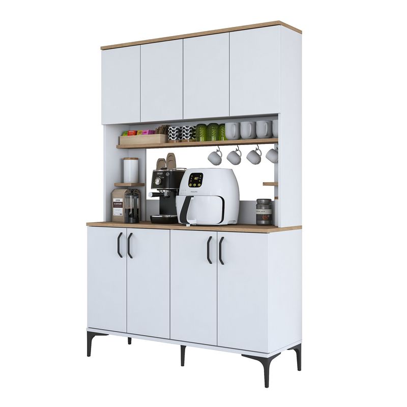 Casa si Gradina - Mobilier - Comode si corpuri - Corpuri bucatarie - Dulap multifunctional, Hanah Home, pal melaminat, nuc, alb, 120x40x184.2 cm - Infinity.ro