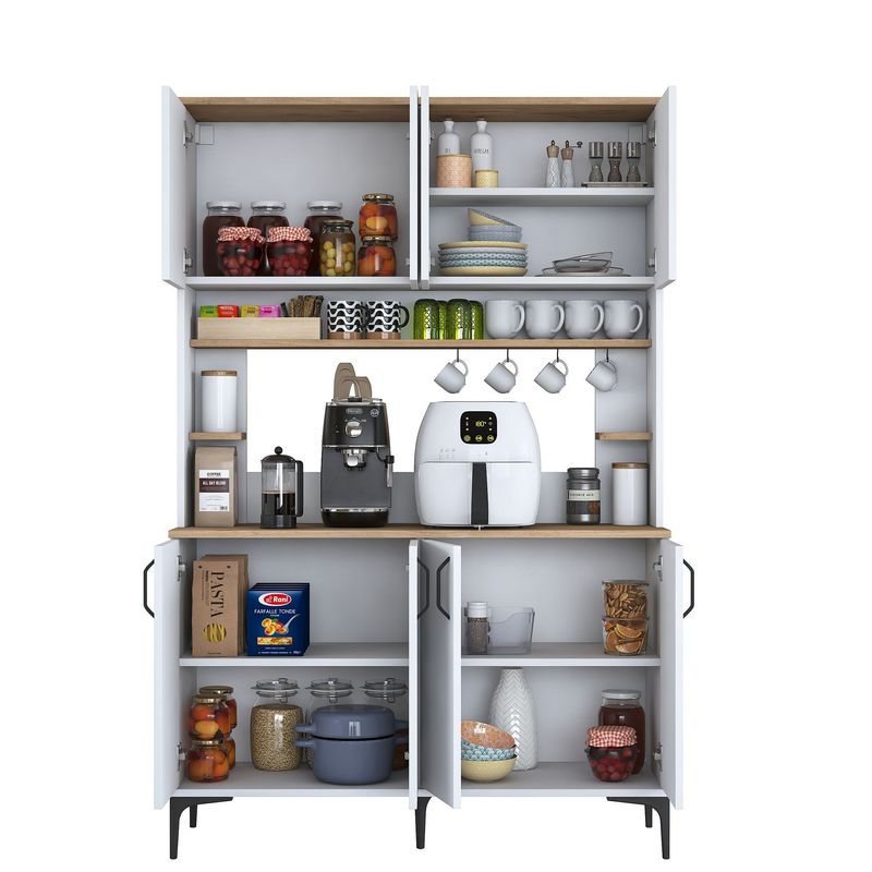 Casa si Gradina - Mobilier - Comode si corpuri - Corpuri bucatarie - Dulap multifunctional, Hanah Home, pal melaminat, nuc, alb, 120x40x184.2 cm - Infinity.ro