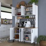 Casa si Gradina - Mobilier - Comode si corpuri - Corpuri bucatarie - Dulap multifunctional, Hanah Home, pal melaminat, nuc, alb, 120x40x184.2 cm - Infinity.ro