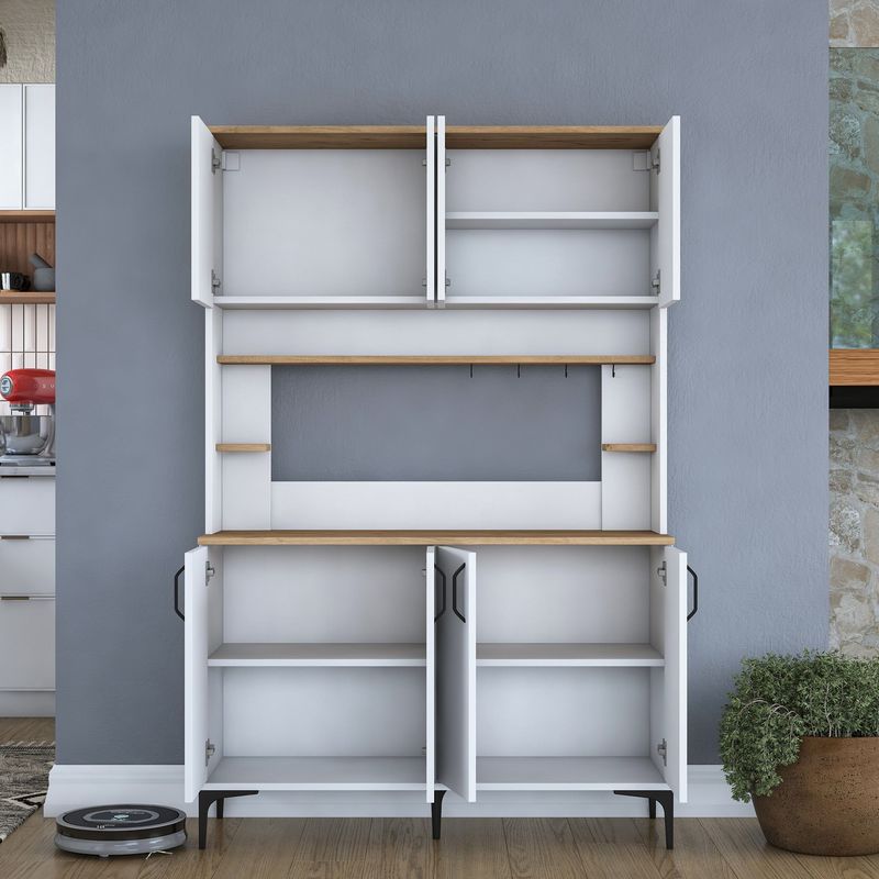 Casa si Gradina - Mobilier - Comode si corpuri - Corpuri bucatarie - Dulap multifunctional, Hanah Home, pal melaminat, nuc, alb, 120x40x184.2 cm - Infinity.ro