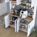 Casa si Gradina - Mobilier - Comode si corpuri - Corpuri bucatarie - Dulap multifunctional, Hanah Home, pal melaminat, nuc, alb, 120x40x184.2 cm - Infinity.ro