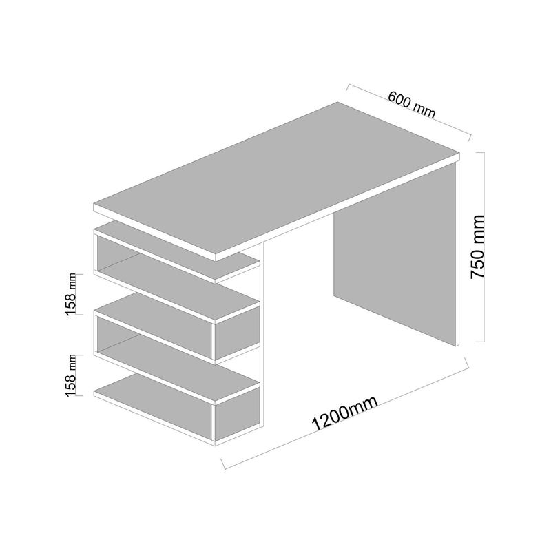 Casa si Gradina - Mobilier - Mese si birouri - Birouri - Birou de studiu, Hanah Home, pal melaminat, alb si nuc, 120x60x75 cm - Infinity.ro
