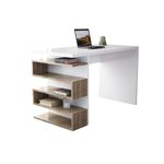 Casa si Gradina - Mobilier - Mese si birouri - Birouri - Birou de studiu, Hanah Home, pal melaminat, alb si nuc, 120x60x75 cm - Infinity.ro