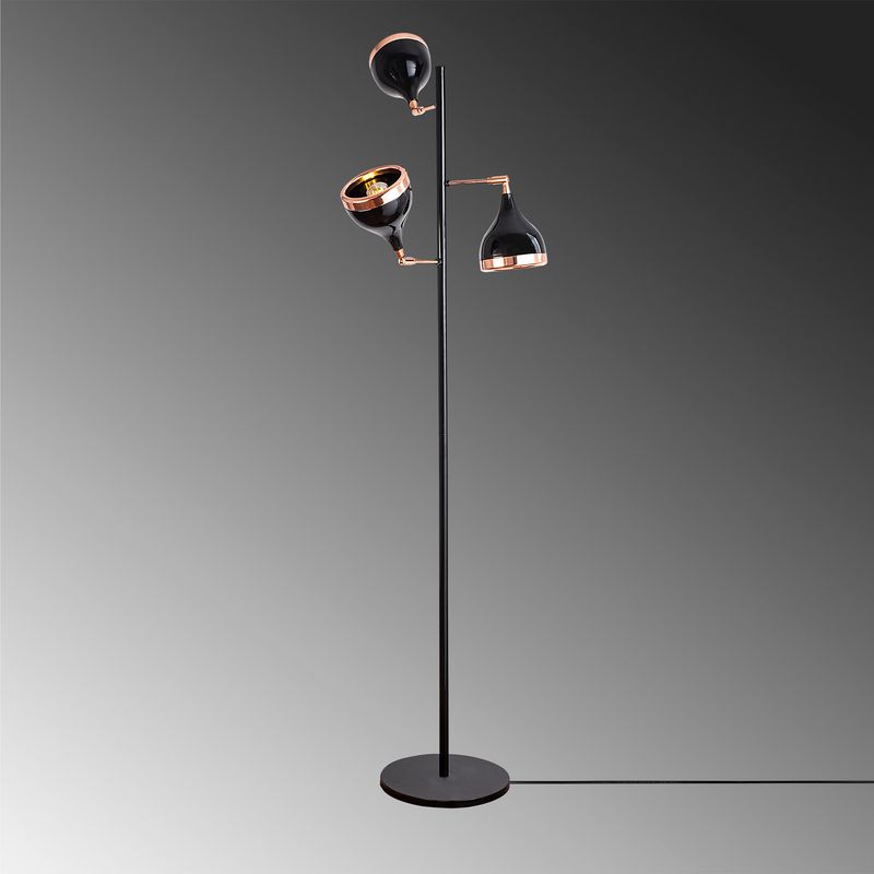 Casa si Gradina - Corpuri si surse de iluminat - Veioze si lampi - Lampadare - Lampadar, Opviq, metal, negru cupru, 52x163 cm - Infinity.ro