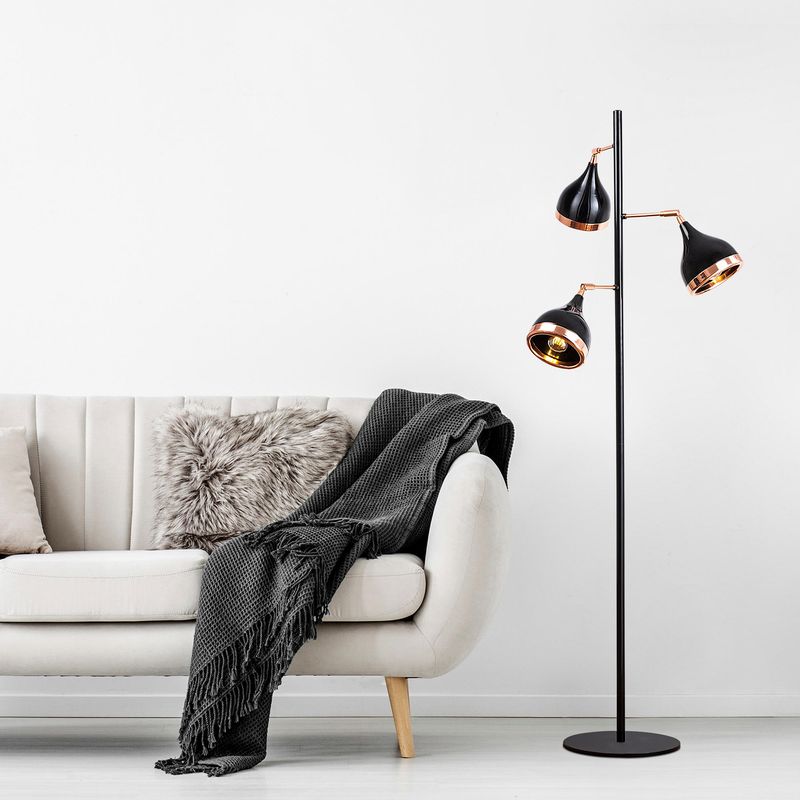 Casa si Gradina - Corpuri si surse de iluminat - Veioze si lampi - Lampadare - Lampadar, Opviq, metal, negru cupru, 52x163 cm - Infinity.ro