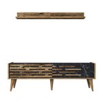 Casa si Gradina - Mobilier - Comode si corpuri - Comode - Comoda tv, Hanah Home, pal melaminat, nuc, negru, marmura, 140x35x45 cm - Infinity.ro
