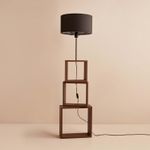 Casa si Gradina - Corpuri si surse de iluminat - Veioze si lampi - Lampadare - Lampadar, Opviq, lemn, negru maro, abajur 20x37 cm, cablu 200 cm - Infinity.ro