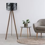 Casa si Gradina - Corpuri si surse de iluminat - Veioze si lampi - Lampadare - Lampadar, Opviq, mdf si pvc, negru maro gri, 38x140 cm - Infinity.ro