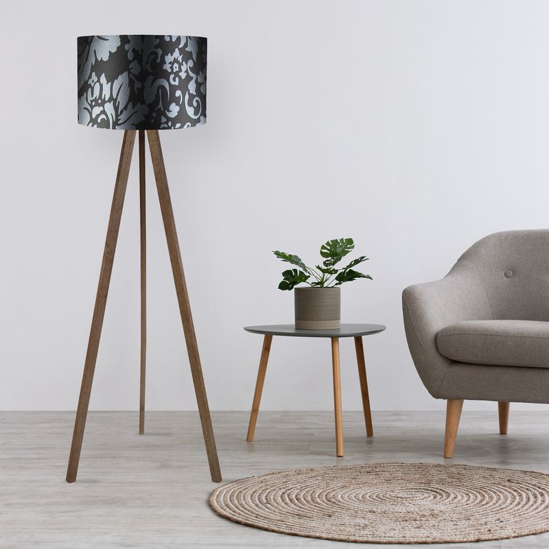 Casa si Gradina - Corpuri si surse de iluminat - Veioze si lampi - Lampadare - Lampadar, Opviq, mdf si pvc, negru maro gri, 38x140 cm - Infinity.ro