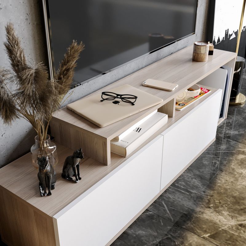 Casa si Gradina - Mobilier - Comode si corpuri - Comode - Comoda tv, Hanah Home, pal melaminat, cordoba si alb, 149.8x35.3x42.9 cm - Infinity.ro