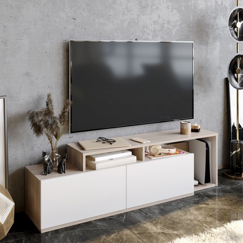 Casa si Gradina - Mobilier - Comode si corpuri - Comode - Comoda tv, Hanah Home, pal melaminat, cordoba si alb, 149.8x35.3x42.9 cm - Infinity.ro