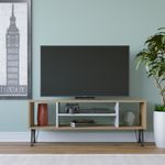 Casa si Gradina - Mobilier - Comode si corpuri - Comode - Suport tv, Hanah Home, pal melaminat, stejar si alb, 120x25x46.6 cm - Infinity.ro