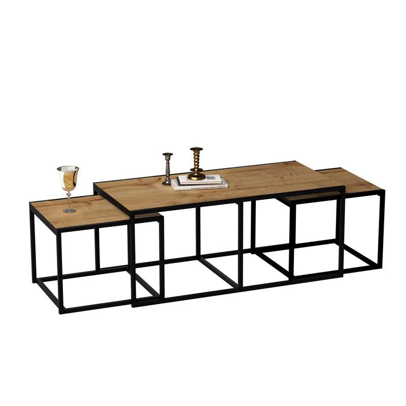 Casa si Gradina - Mobilier - Mese si birouri - Masute de cafea - Masuta de cafea, Hanah Home, pal melaminat, stejar si negru, 120x60x50 cm - Infinity.ro
