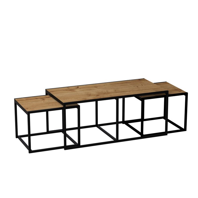 Casa si Gradina - Mobilier - Mese si birouri - Masute de cafea - Masuta de cafea, Hanah Home, pal melaminat, stejar si negru, 120x60x50 cm - Infinity.ro